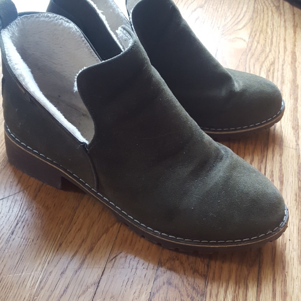 Olive Green Cutout Booties sz. 7